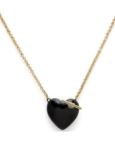 Olivia Burton 18k Gold-plated Black Knot Heart Necklace - Metallic