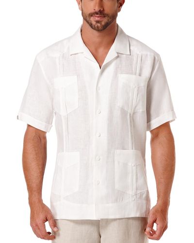 Cubavera Big & Tall Short-sleeve 4-pocket 100% Linen Guayabera Shirt - White