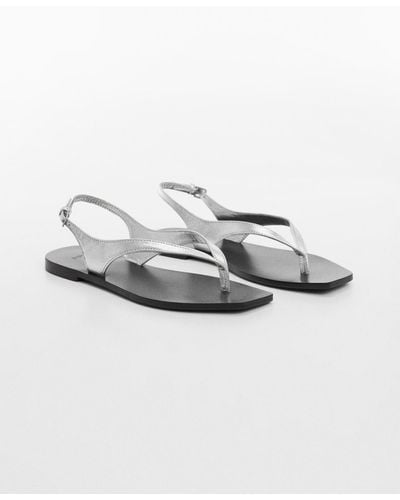 Mango Leather Straps Sandals - Metallic