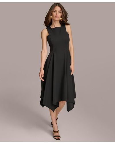 Donna Karan Square-neck Asymmetric-hem Dress - Black