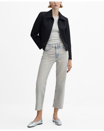 Mango Straight-fit Cropped Jeans - Black