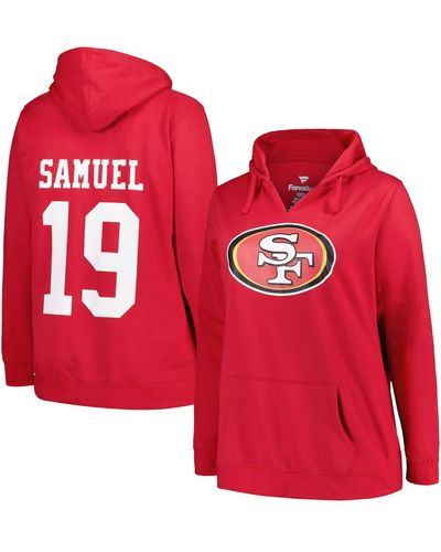 Profile Deebo Samuel San Francisco 49ers Plus Size Player Name And Number Pullover Hoodie - Red