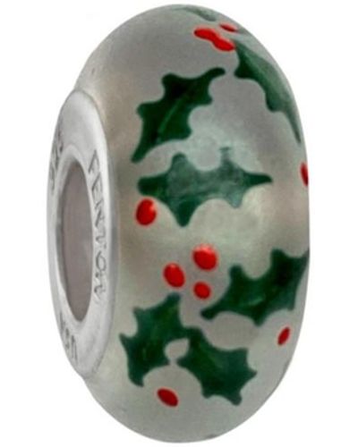 Fenton Glass Jewelry: Boughs Of Holly Glass Charm - Green