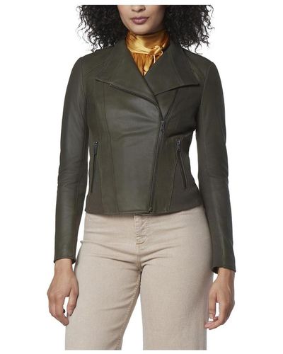 Andrew Marc Felix Asymmetrical Moto Jacket With Wing Collar - Green