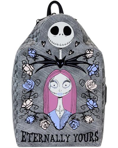 Loungefly And The Nightmare Before Christmas Jack And Sally Eternally Yours Mini Backpack - Gray