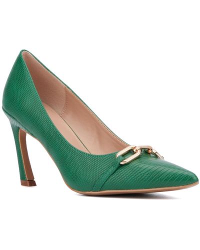New York & Company Katerina- Lizard Embossed Pump Heels - Green