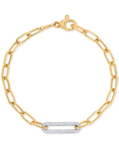 Macy's Diamond Bar Paperclip Link Chain Bracelet (1/5 Ct. T.w. - Metallic