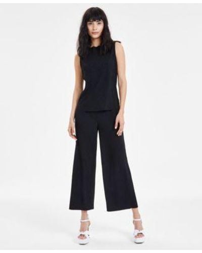 BarIII Waverly Textured Shell Top Cropped Pull On Pants Created For Macys - Blue