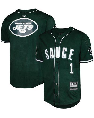 Pro Standard Ahmad Sauce Gardner New York Jets Mesh Baseball Button-up T-shirt - Green