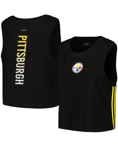 Pro Standard Pittsburgh Steelers Ombre Wordmark Classic Cropped Tank Top - Black