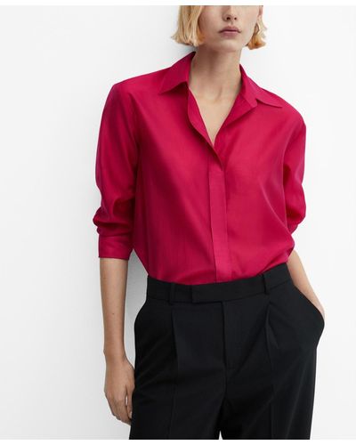 Mango Concealed Button Shirt - Red