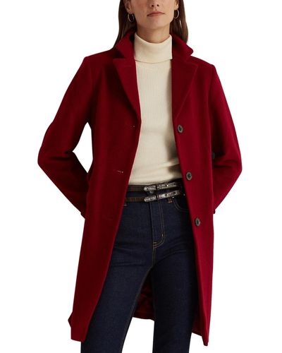 Lauren by Ralph Lauren Wool Blend Walker Coat - Red
