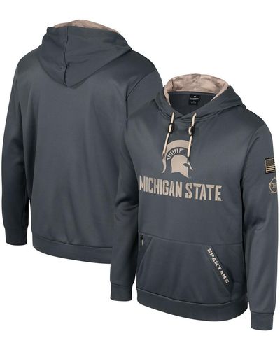 Colosseum Athletics Michigan State Spartans Oht Military-inspired Appreciation Pullover Hoodie - Gray
