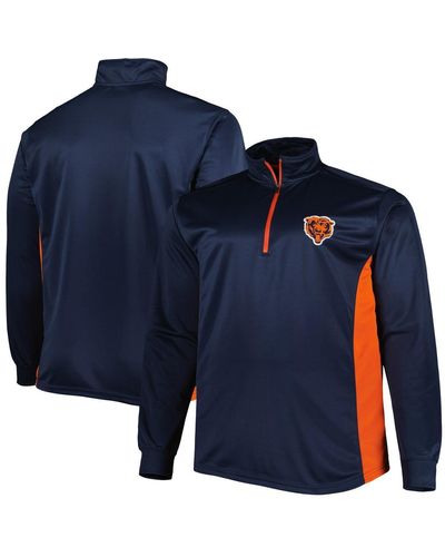 Profile Navy And Orange Chicago Bears Big And Tall Quarter-zip Jacket - Blue