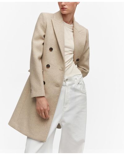 Mango Wool Double-breasted Coat - Natural