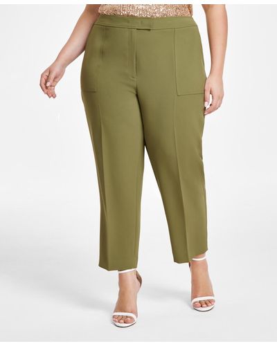 Anne Klein Plus Size High Rise Fly-front Ankle Pants - Green
