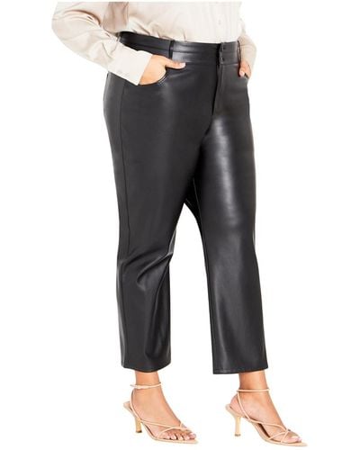 City Chic Plus Size Norah Faux Leather Pant - Gray