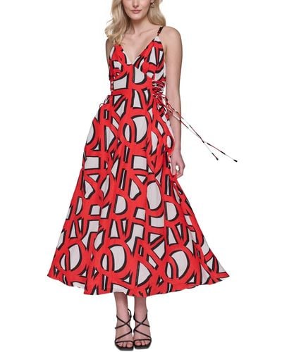 Karl Lagerfeld V-neck Side-lace-up Dress - Red