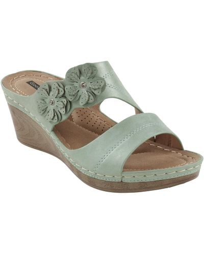 Gc Shoes Rita Flower Wedge Sandals - Green