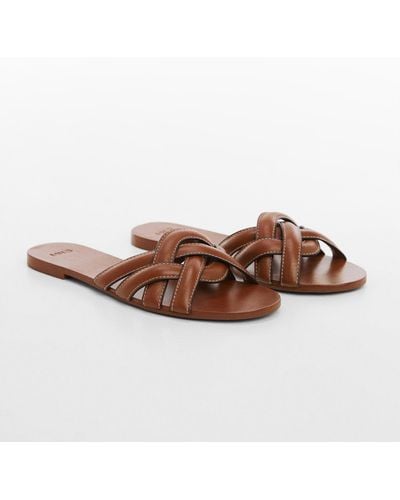 Mango Leather Straps Sandals - Brown