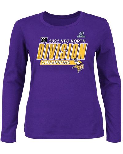 Fanatics Minnesota Vikings Plus Size 2022 Nfc North Division Champions Divide And Conquer Long Sleeve T-shirt - Purple