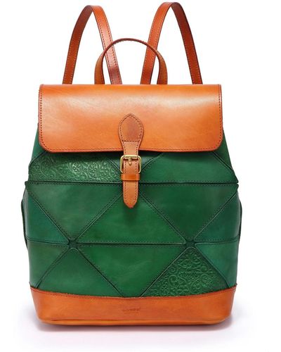 Old Trend Genuine Leather Prism Backpack - Green