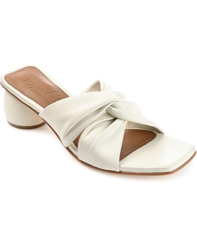Journee Signature Charlize Twisted Slip On Dress Sandals - White