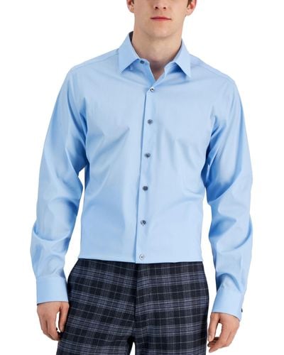 Alfani Slim Fit Stain Resistant Dress Shirt - Blue