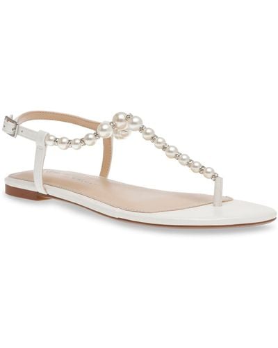 Betsey Johnson Gal Pearl T Strap Sandals - White