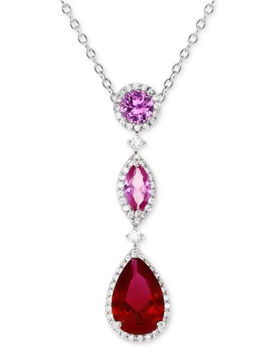 Macy's Cubic Zirconia Mixed-cut 18" Lariat Necklace - Red