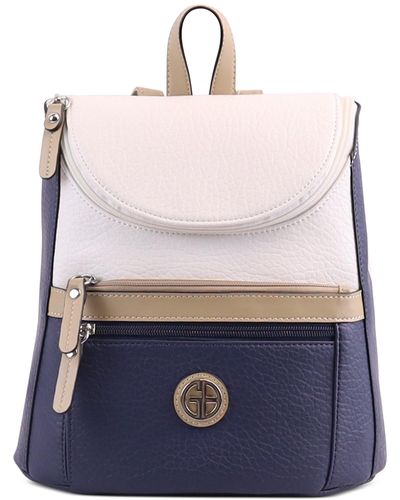 Giani Bernini Tri-colorblock Zipper Closure Small Backpack - Blue