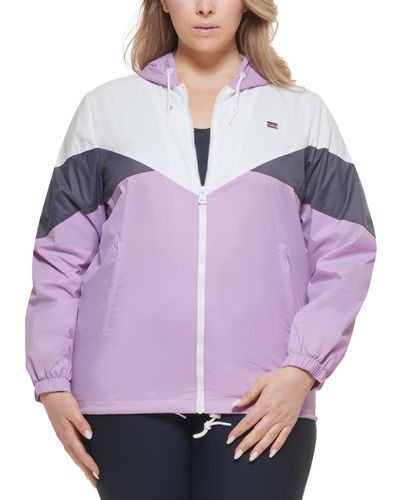 Levi's Trendy Plus Size Colorblock Rain Slicker Jacket - Purple