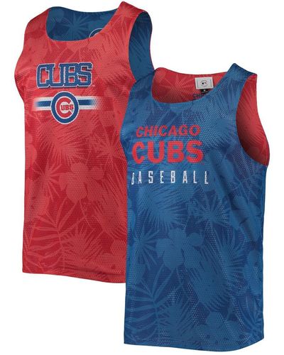 FOCO Chicago Cubs Floral Reversible Mesh Tank Top - Blue