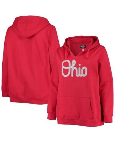 Profile Ohio State Buckeyes Plus Size Notch Neck Team Pullover Hoodie - Red