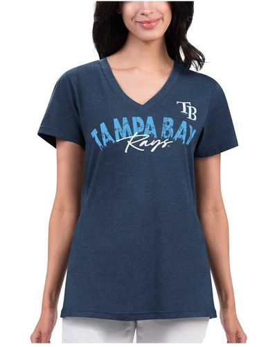 G-III 4Her by Carl Banks Distressed Tampa Bay Rays Key Move V-neck T-shirt - Blue