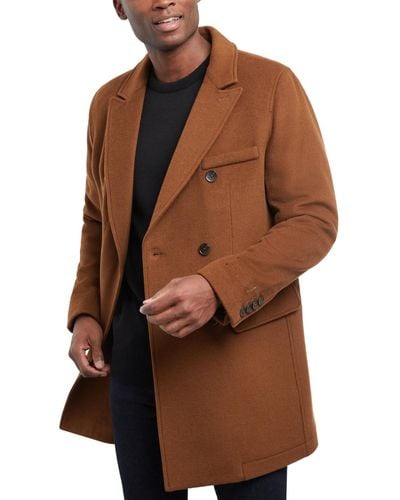 Michael Kors Lunel Wool Blend Double-breasted Overcoat - Brown