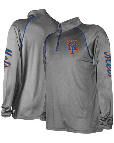 Stitches New York Mets Wordmark Raglan Quarter-zip Sweatshirt - Gray