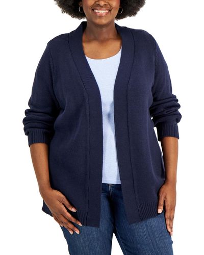 Karen Scott Plus Size Cardigan Sweater - Blue