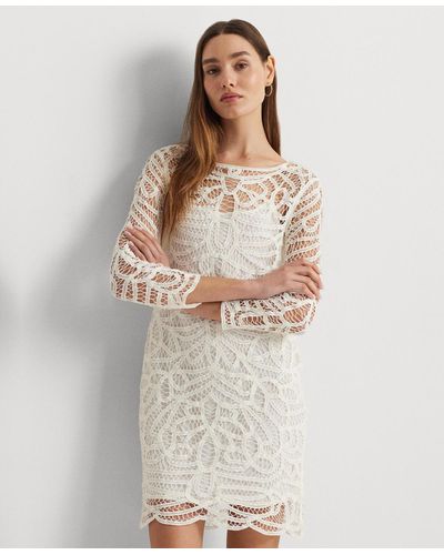 Lauren by Ralph Lauren 3/4-sleeve Lace Sheath Dress - White