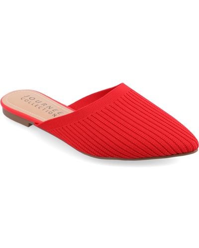 Journee Collection Aniee Knit Mules - Red