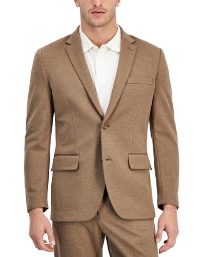 Alfani Modern-fit Stretch Heathered Knit Suit Jacket - Brown