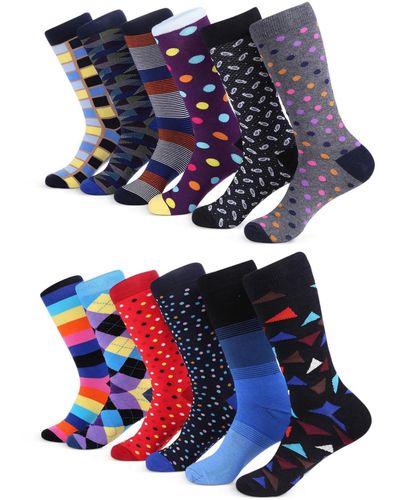 Mio Marino Sensational Fun Dress Socks 12 Pack - Blue