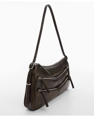 Mango Zip-detail Shoulder Bag - Black