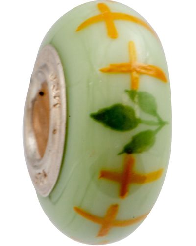Fenton Glass Jewelry: Easter Bead Glass Charm - Green
