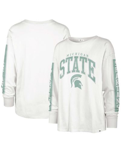 '47 Distressed Michigan State Spartans Statement Soa 3-hit Long Sleeve T-shirt - White