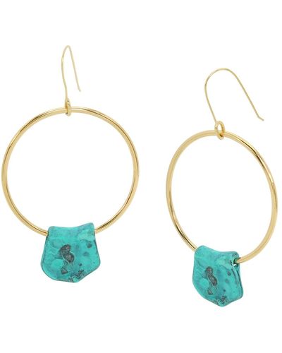 Robert Lee Morris Turquoise Petal Charm Hoop Earrings - Blue