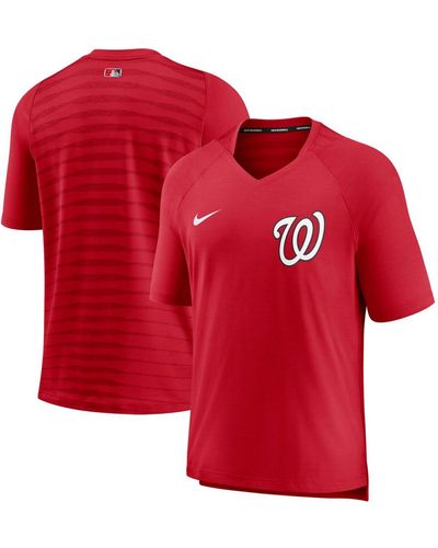 Nike Washington Nationals Authentic Collection Pregame Performance V-neck T-shirt - Red