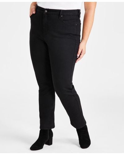 Style & Co. Plus Size High-rise Straight-leg Jeans - Black