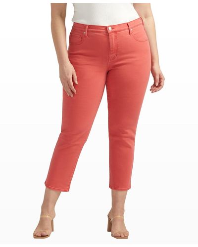 Jag Plus Size Cassie Mid Rise Cropped Pants - Red