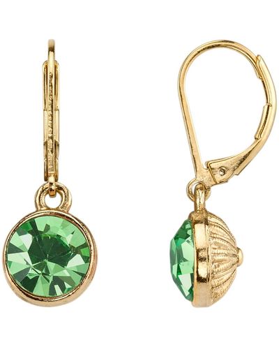 2028 14k Gold-dipped Period Faceted Drop Earrings - Green